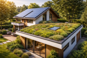 Sustainable home with green roof
