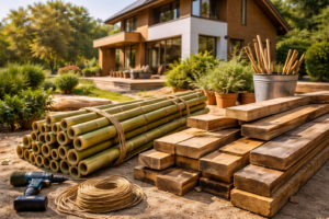 Sustainable materials at a building site